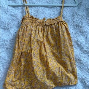 Old Navy Yellow Floral Smocked Cami Tank Top